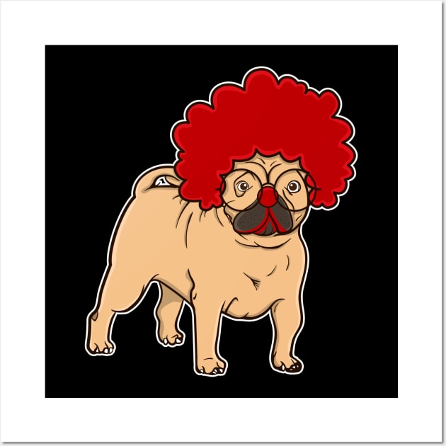 Clown Pug Funny Gift Pug Mom Wall Art by Dr_Squirrel